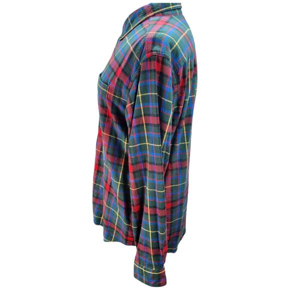 L.L Bean Traditional Fit Flannel Shirt Men XLARGE Green Red Western Scotch Plaid - Picture 5 of 11